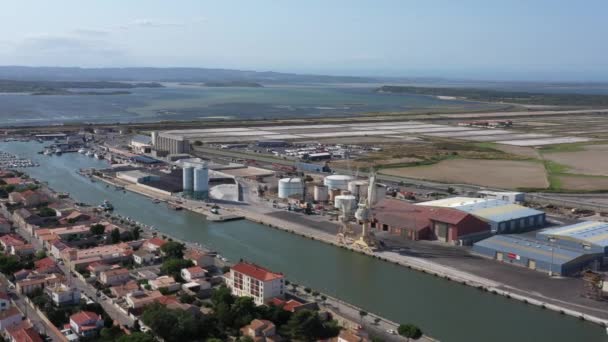 Porto Acoplagem Porto Comercial Porto Nouvelle Tiro Aéreo Occitanie França — Vídeo de Stock