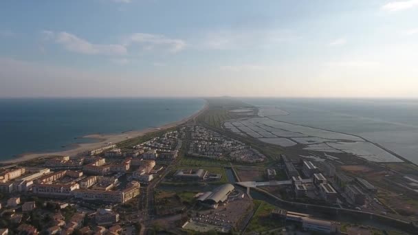 Vista Del Dron Sobre Sete Sur Francia Media Altitud Puesta — Vídeos de Stock