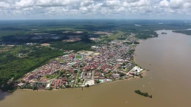 Drone Uitzicht Heilige Laurent Maroni Guiana Franse Koloniale Stad — Stockvideo