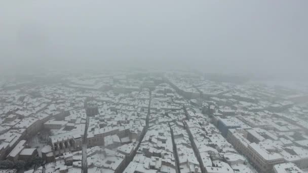 Ecusson Zdjęcia Lotnicze Montpellier Śnieg Burza Zima Pochmurny Dzień Francja — Wideo stockowe