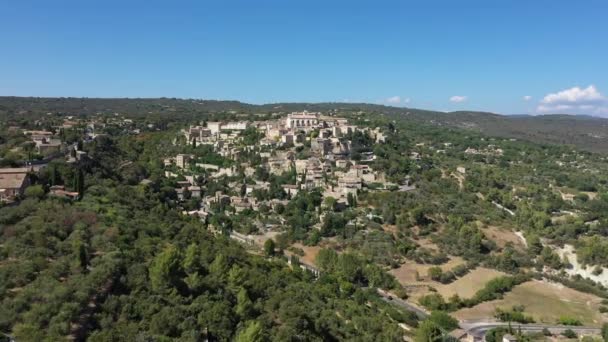 Famoso Pueblo Gordes Parque Natural Regional Luberon Vista Aérea Día — Vídeo de stock