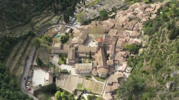 Abadía Gellone Una Abadía Benedictina Saint Guilhem Dsert Vista Aérea — Vídeos de Stock