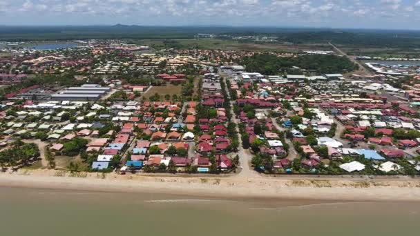 Kourou Comuna Francês Guiana Vista Aérea Com Frente Praia — Vídeo de Stock