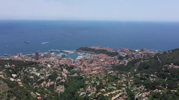 Stor Antenn Utsikt Över Monaco Cap Dail Beausoleil Roquebrune Cap — Stockvideo