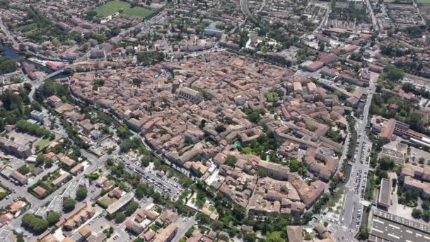 Large Aerial View Lisle Sur Sorgue City Vaucluse South France — Stock Video