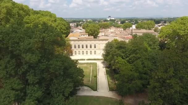 Hrad Laverune Nyní Muzeum Knihovna Letecký Dron Pohled Den — Stock video