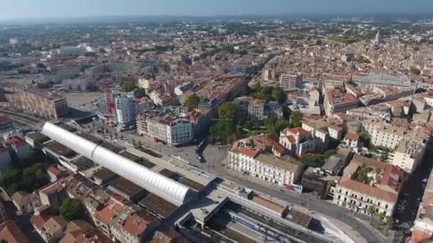 Montpellier Vlakové Nádraží Centrum Města Středomořské Město Letecký Pohled — Stock video
