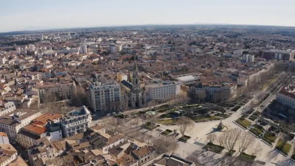 从空中俯瞰冬季晴天看法国的古城 — 图库视频影像