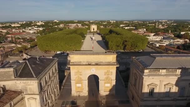 Parkı Peyrou Ark Triomphe Hava Aracı Montpellier Güneşli Bir Günde — Stok video