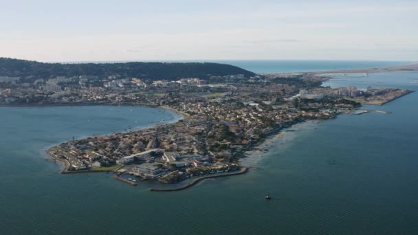 Pointe Barrou Ste Aerial Drone View Etang Thau Mediterranean Sea — Vídeo de Stock