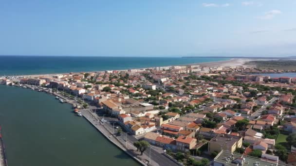 Puerto Nouvelle Residencial Zona Costera Casas Playa Mar Mediterráneo Francia — Vídeos de Stock