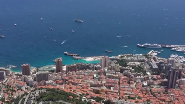 Principality Monaco Most Expensive Wealthiest Place Earth Aerial — Stock Video