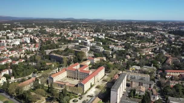 Zona Residencial Montpellier Centro Ciudad Drone Tiro Día Soleado Edificios — Vídeo de stock