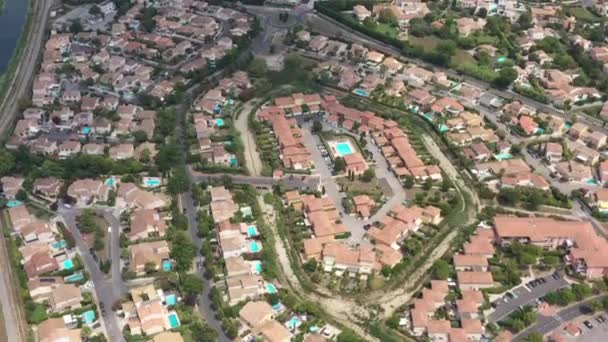 Residential Houses Area Swimming Pools Lattes Montpellier France Aerial Sunny — Stock Video