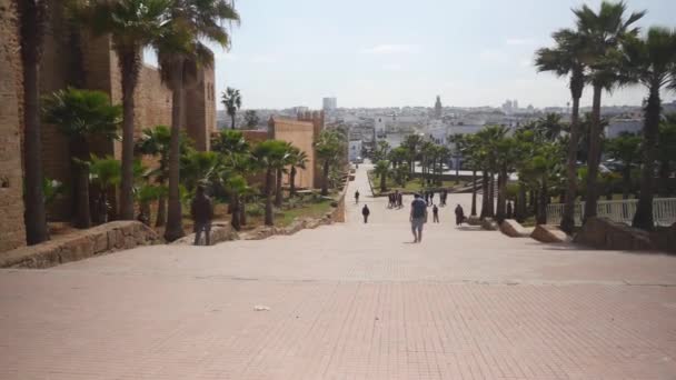 Straat Langs Kasbah Van Udayas Rabat Marokko — Stockvideo