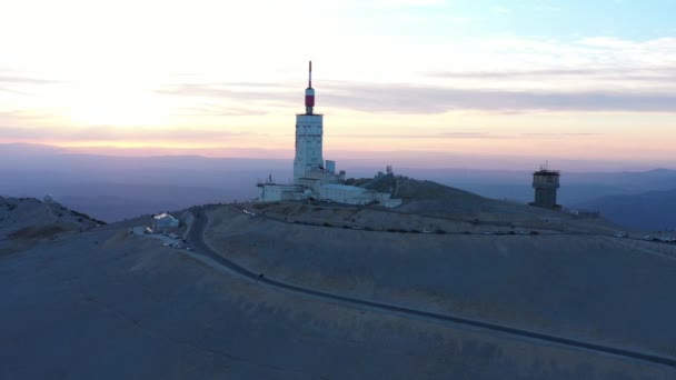 Summit Mont Ventoux Scientific Observatory Antenna Famous Tour France Cycling — Stock Video