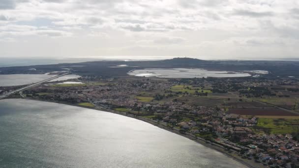 Canal Midi Laguna Etang Thau Acceso Aéreo Dron Disparo Día — Vídeos de Stock