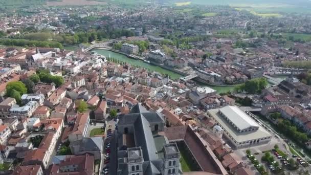 Miasto Verdun Przez Drona Słoneczny Dzień Lokalizacja Francja Lorraine — Wideo stockowe