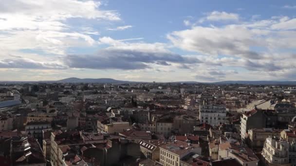 Upływ Czasu Nad Miastem Montpellier Chmury Poruszające Słoneczny Zimowy Dzień — Wideo stockowe