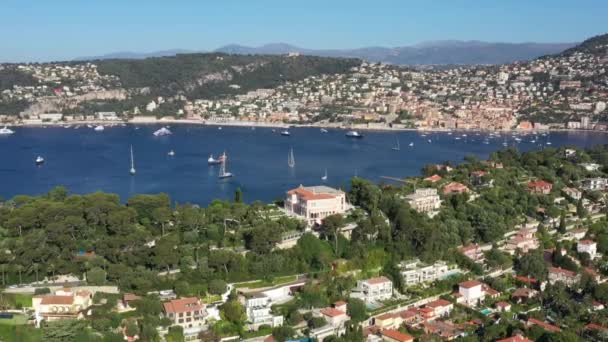 Villa Ephrussi Rothschild Vue Aérienne Avec Villefranche Sur Mer Arrière — Video