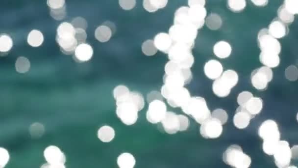 Abstraktní Modré Pozadí Bokeh Středomořské Moře Jasný Sluneční Efekt Odraz — Stock video
