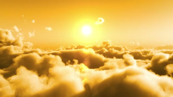 Voo Sobre Nuvens Pôr Sol Amarelo — Vídeo de Stock