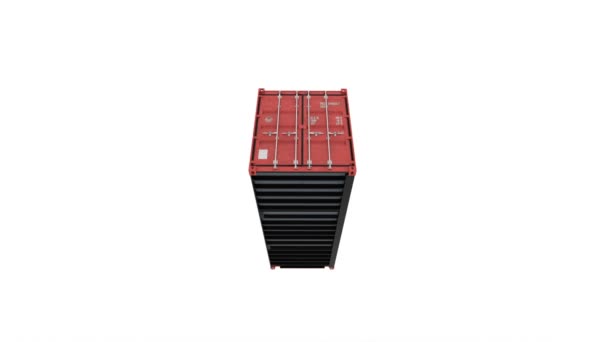 Container Rosso Che Cade Sul Pavimento Bianco Porte Aprono — Video Stock
