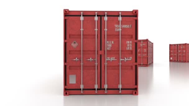 Seamless Move Thru Shipping Containers Doors Opening White Background — Stock Video