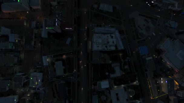 Aerial Drone Shot Urban Traffic Night Time Ulaanbaata Mongolia Top — Stockvideo