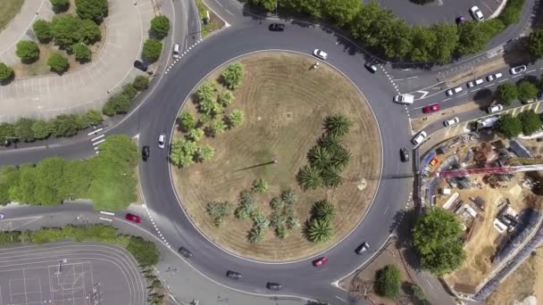 Vliegen Een Rotonde Het Zuiden Van Frankrijk Verticale Drone Schot — Stockvideo