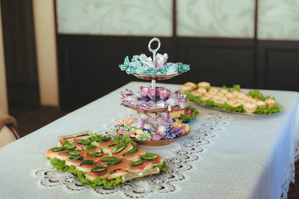 Delicacies Lanches Buffet Banquete Catering — Fotografia de Stock