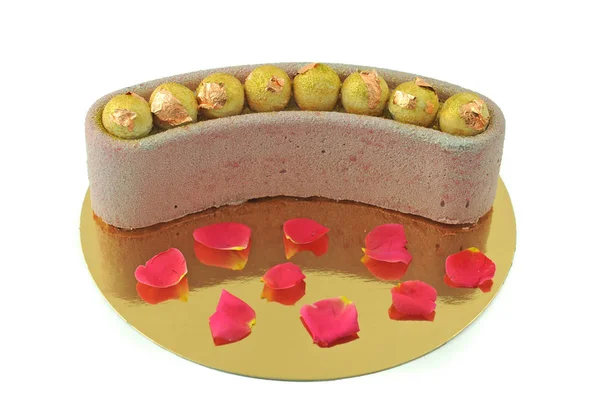 Gâteau Doux Isolé Sur Fond Blanc Bonbons Luxe Pour Menu — Photo