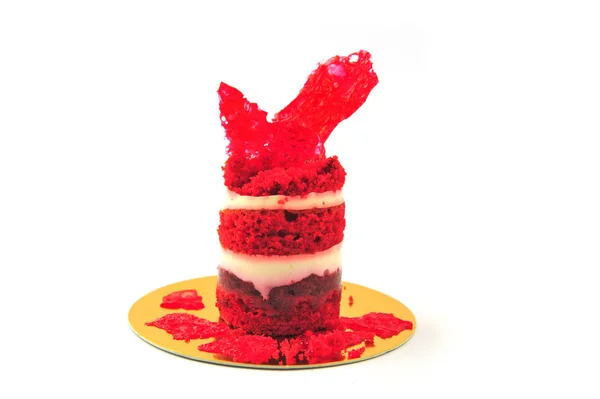 甘いケーキは 白い背景で隔離 レストランのメニューの高級お菓子 — ストック写真