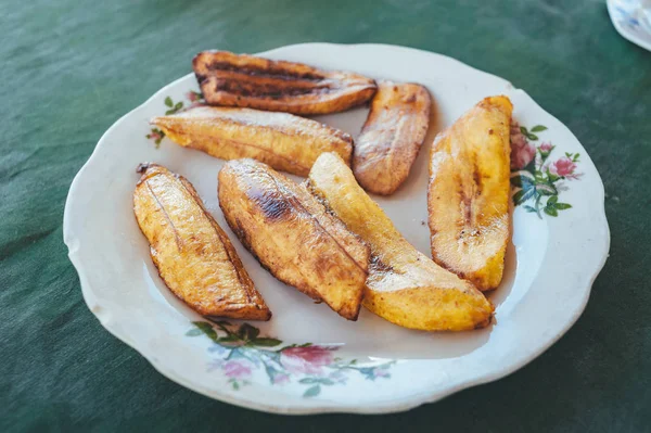 Plato Típico Cubano Asiático Plátano Frito Rodajas Vista Lateral — Foto de Stock