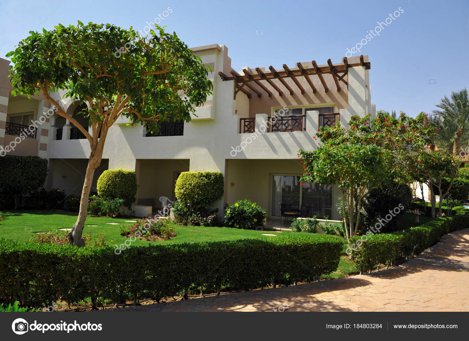Beautiful Garden At Hotel Resort And Building In Traditional