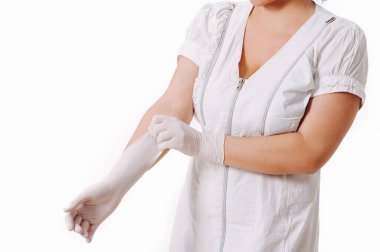 Coronavirus. 2019-nCoV. Woman doctor hands wears medical latex blue gloves to help protect herself from the Coronavirus.