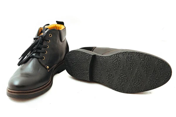 Par Sapatos Masculinos Couro Isolado Fundo Branco — Fotografia de Stock