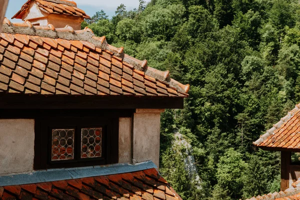 Крыши Замок Средневековой Укрепленной Деревни Европа — стоковое фото