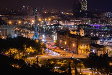 Barselona 'nın uzun gece manzarası