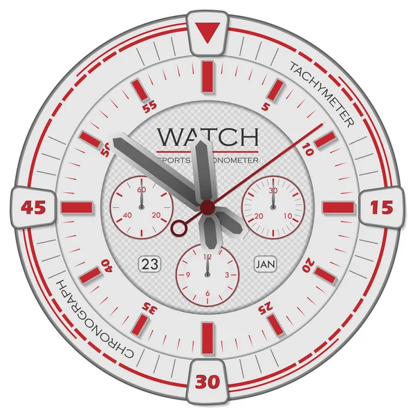 Reloj deportivo cronómetro rojo y blanco — Archivo Imágenes Vectoriales