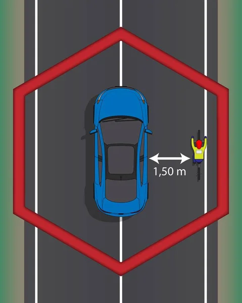 Araba ve bisikletçi arasındaki mesafe işareti