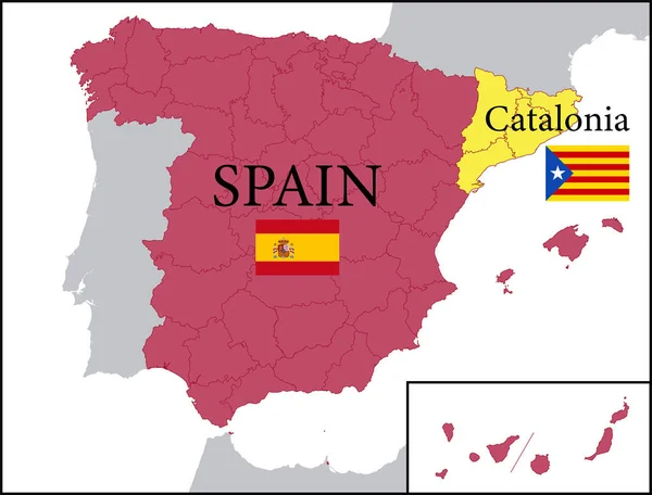 Map of Spain with Independent Catalonia — Stock Vector