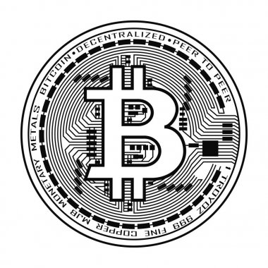 Siyah beyaz Bitcoin para birimi