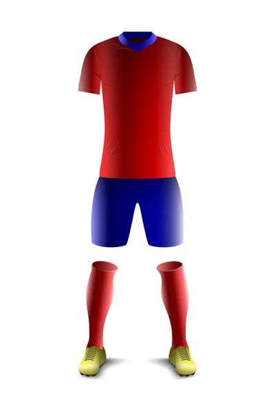 Modelo Uniforme de Futebol Vermelho e Azul —  Vetores de Stock