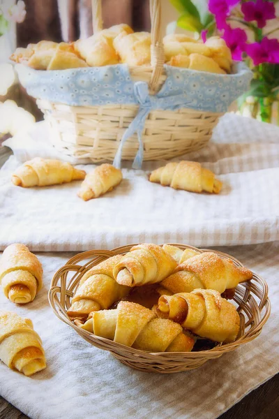 Baked Homemade Bagels Basket Table — Stock Photo, Image