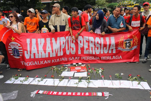 Emberek tartott a béke Rally Thamrin Street, Jakarta — Stock Fotó