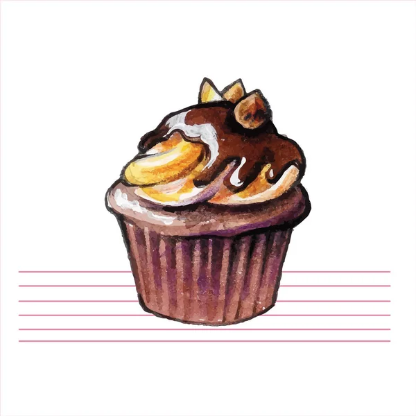 Akvarell muffins. Hand dras, retro stil. Vektorillustration. — Stock vektor