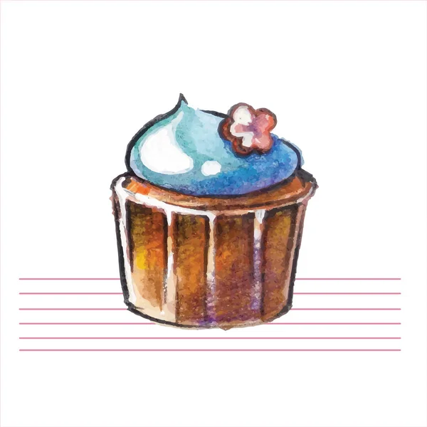 Akvarell muffins. Hand dras, retro stil. Vektorillustration. — Stock vektor