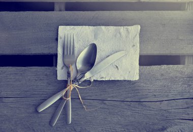 Vintage eski çatal ile Tablo ayarı