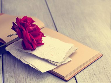 Red Rose on book